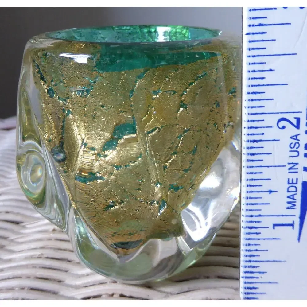 Barovier & Toso 24K Goldleaf Green Murano Glass Bud Vase 3